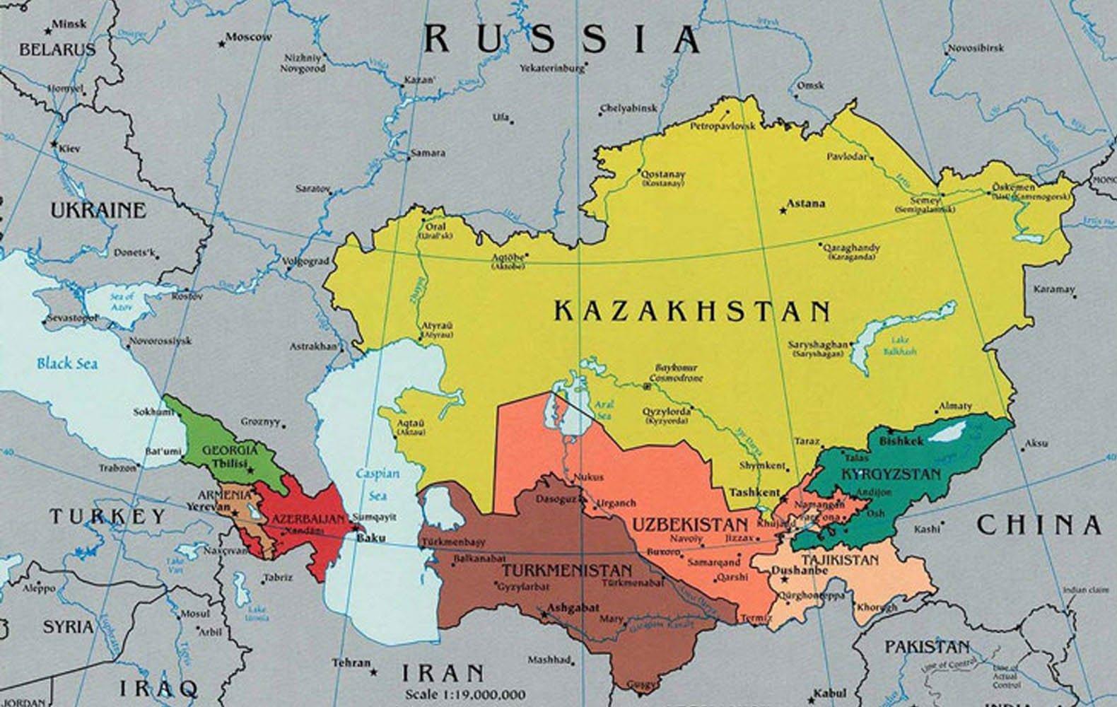karta kazahstana i sosednih stran