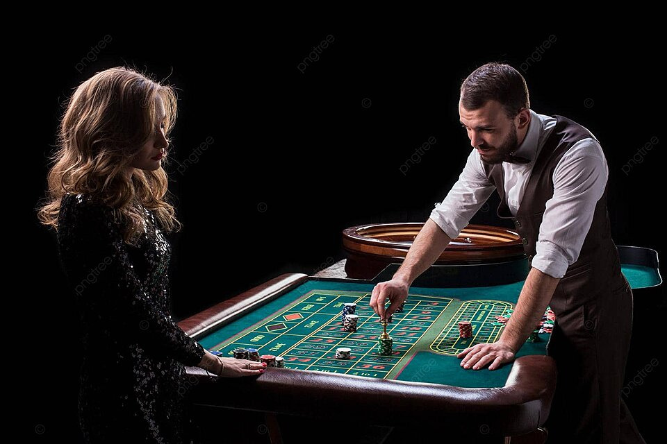pngtree scene in a casino a croupier and a female gambler at the gaming table photo image 41380284